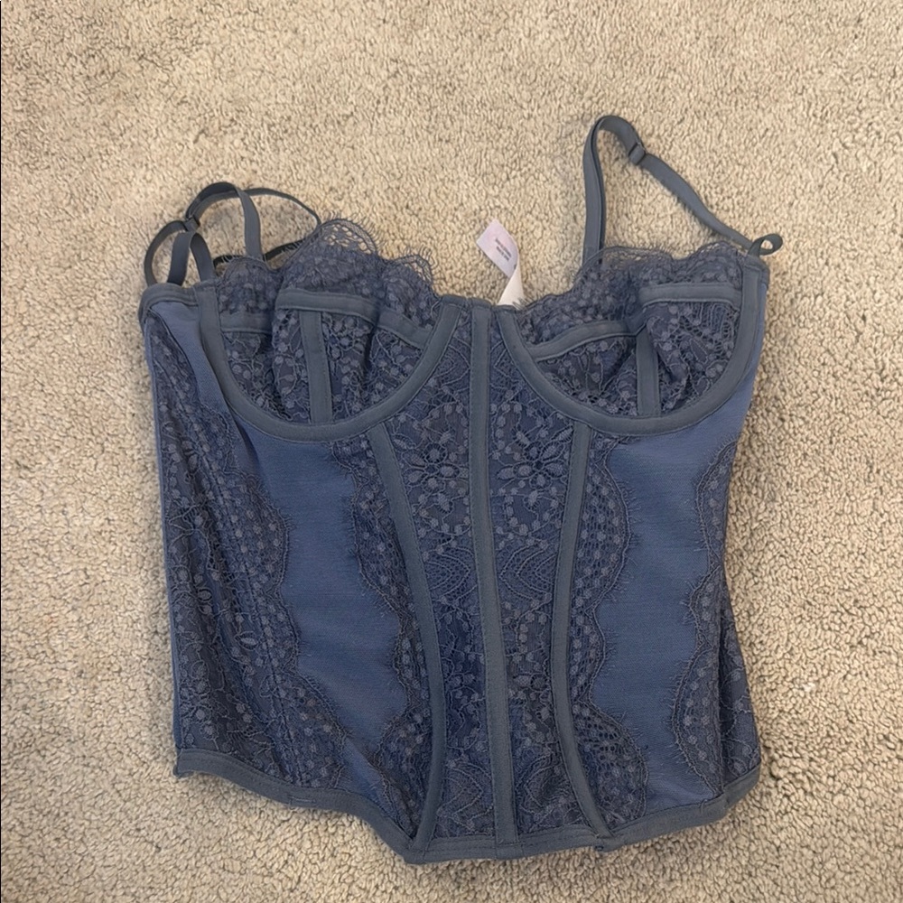 Urban Outfitters Blue Lace Corset Top